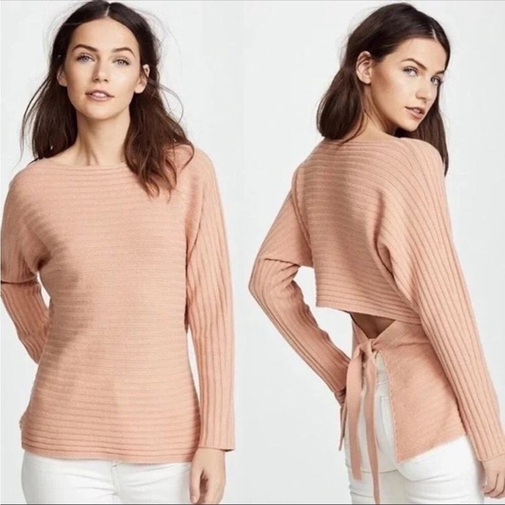 Vince Wool Cashmere Blend Blush Pink Long Sleeve Tie Back Sweater‎ Size S